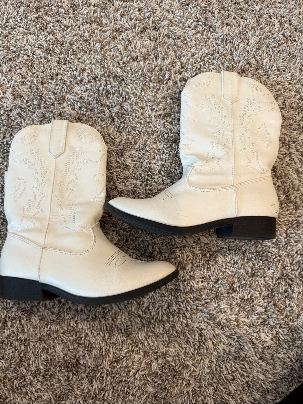 Dream Pairs Kids Cream Western Cowboy Boots